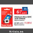 Allahindlus - Mälukaart Micro SDHC 16 GB SANDISK