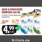 Allahindlus - HEAD & SHOULDERS
ŠAMPOON 600 ML