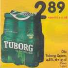 Õlu Tuborg Green, 4,6%, 6 x 33 cl