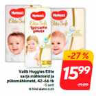 Mähkmed - Valik Huggies Elite
sarja mähkmeid ja
püksmähkmeid, 42-66 tk