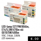 Allahindlus - LED-lamp E27/9W/806lm, E14/5,5W/470lm või GU10/5W/400lm