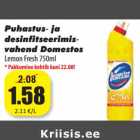 Allahindlus - Puhastus- ja
desinfitseerimis-
vahend Domestos 
Lemon Fresh 750ml