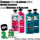 Šampoon 400 ml ja palsam 360 ml Herbal Essences 