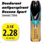 Allahindlus - Deodorant antiperspirant Rexona Sport (meeste) 150 ml