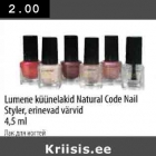 Allahindlus - Lumene küünelakid Natural Code Nail Styler, erinevad värvid 4,5 ml