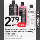 Šampoon Anti Dandruff Control, šampoon või palsam Glossing Shine Seal