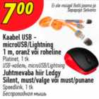 Kaabel USB- microUSB/Lightning 1 m, oranž või roheline Platinet, 1 tk; Juhtmevaba hiir Ledfy Silent, must/valge või must/punane Speedlink, 1 tk