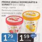 PREMIA VANILLI KOOREJÄÄTIS & SORBETT 0,5 L / 310 G