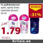 Allahindlus - Fa pulkdeodorant sport, sporty fresh,maximum protect
50 ml