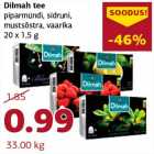 Allahindlus - Dilmah tee piparmündi, sidruni, mustsõstra, vaarika 20 x 1,5 g