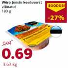 Allahindlus - Wõro Juustu keeduvorst viilutatud 190 g