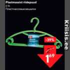 Plastmassist riidepuud 6 tk