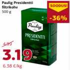 Allahindlus - Paulig Presidentti
filtrikohv
500 g