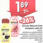 Allahindlus - Garnier Natural Care šаmрооn,400 ml *ааlое, kõikidele juustetüüpidele *avokaado, kuivadele juustele *jõhvika, värvitud juustele *оllерärmi ja grаnааtõunаgа