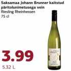 Allahindlus - Saksamaa Johann Brunner kaitstud
päritolunimetusega vein
Riesling Rheinhessen
75 cl