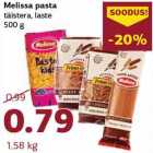 Allahindlus - Melissa pasta
täistera, laste
500 g