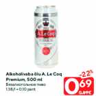 Alkoholivaba õlu A. Le Coq
Premium, 500 ml
