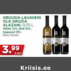 Allahindlus - GRUUSIA LAUAVEIN
OLD GRUZIA
ALAZANI, 0,75 L
White 12%, Red 12%,
Saperavi 13%