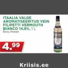 Allahindlus - ITAALIA VALGE
AROMATISEERITUD VEIN
FILIPETTI VERMOUTH
BIANCO 14,8%, 1 L