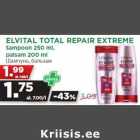 Allahindlus - ELVITAL TOTAL REPAIR EXTREME
šampoon 250 ml,
palsam 200 ml