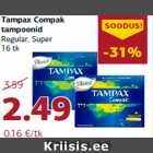 Allahindlus - Tampax Compak
tampoonid