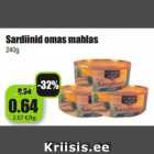 Allahindlus - Sardiinid omas mahlas
240g