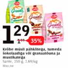 Krõbe müsli pähklitega, tumega šokolaadiga või granaatõuna ja mustikatega