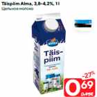 Täispiim Alma, 3,8-4,2%, 1 l
