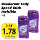 Allahindlus - Deodorant Lady Speed Stick Invisible 45 g