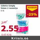 Allahindlus - Gillette Simply
Venus 2 raseerija
6 tk