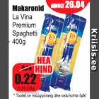 Allahindlus - Makaronid La Vina Premium Spaghetti 400 g