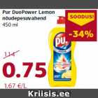 Allahindlus - Pur DuoPower Lemon
nõudepesuvahend
450 ml