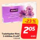 Allahindlus - Tualettpaber Rimi,
3-kihiline, 8 rulli*