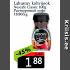 Allahindlus - Lahustuv kohvijook
Nescafe Classic 100g
