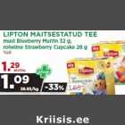 Allahindlus - LIPTON MAITSESTATUD TEE
must Blueberry Muffi n 32 g,
roheline Strawberry Cupcake 28 g