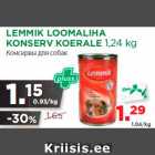 Allahindlus - LEMMIK LOOMALIHA
KONSERV KOERALE 1,24 kg