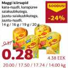 Allahindlus - Maggi kiirsupid kana-nuudli, kanapüree saiakuubikutega,juustu-saiakuubikutega,juustu-nuudli,14 g / 16 g / 19 g / 20 g