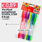 Allahindlus - Värvilised
pastapliiatsid
SCHOOL STAR
8 tk/pk
1 komplekt