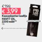 Kaasaskantav laadija
HAVIT 126,
2200 mAh**
1 tk