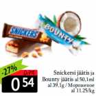 Allahindlus - Snickersi jäätis ja
Bounty jäätis 