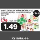 Allahindlus - SANTE GRANOLA KRÕBE MÜSLI 350g punaste marjadega, tumeda šokolaadiga,pähklitega