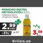 Allahindlus - PARADISO EKSTRA
NEITSIOLIIVIÕLI 0,5 L