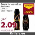 Allahindlus - Rexona for men roll-on,
deodorant
Lotus F1
50 ml / 150 ml