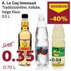 Allahindlus - A. Le Coq limonaad
Traditsiooniline, Kelluke,
Valge Klaar
0,5 L