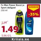 Allahindlus - Fa Men Power Boost ja
Sport dušigeel
250 ml