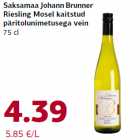 Allahindlus - Saksamaa Johann Brunner
Riesling Mosel kaitstud
päritolunimetusega vein
75 cl