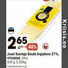 Allahindlus - Juust Kuninga Gouda Argipäeva 27%,
viilutatud, Valio,
500 g