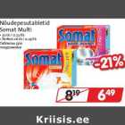 Allahindlus - Nõudepesutabletid
Somat Multi
• 30 tk / 0.22/tk
• Perfect 26 tk / 0.25/tk