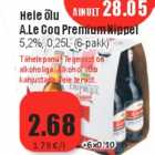 Allahindlus - Hele õlu A.Le Coq Premium Nippel