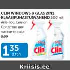 CLIN WINDOWS & GLAS 2IN1 KLAASIPUHASTUSVAHEND 500 ML